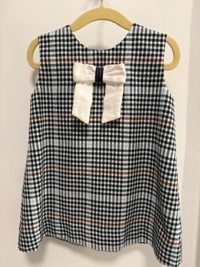 The Beaufort Bonnet Company Plaid Wool Dress with Velvet Bow - 2T
